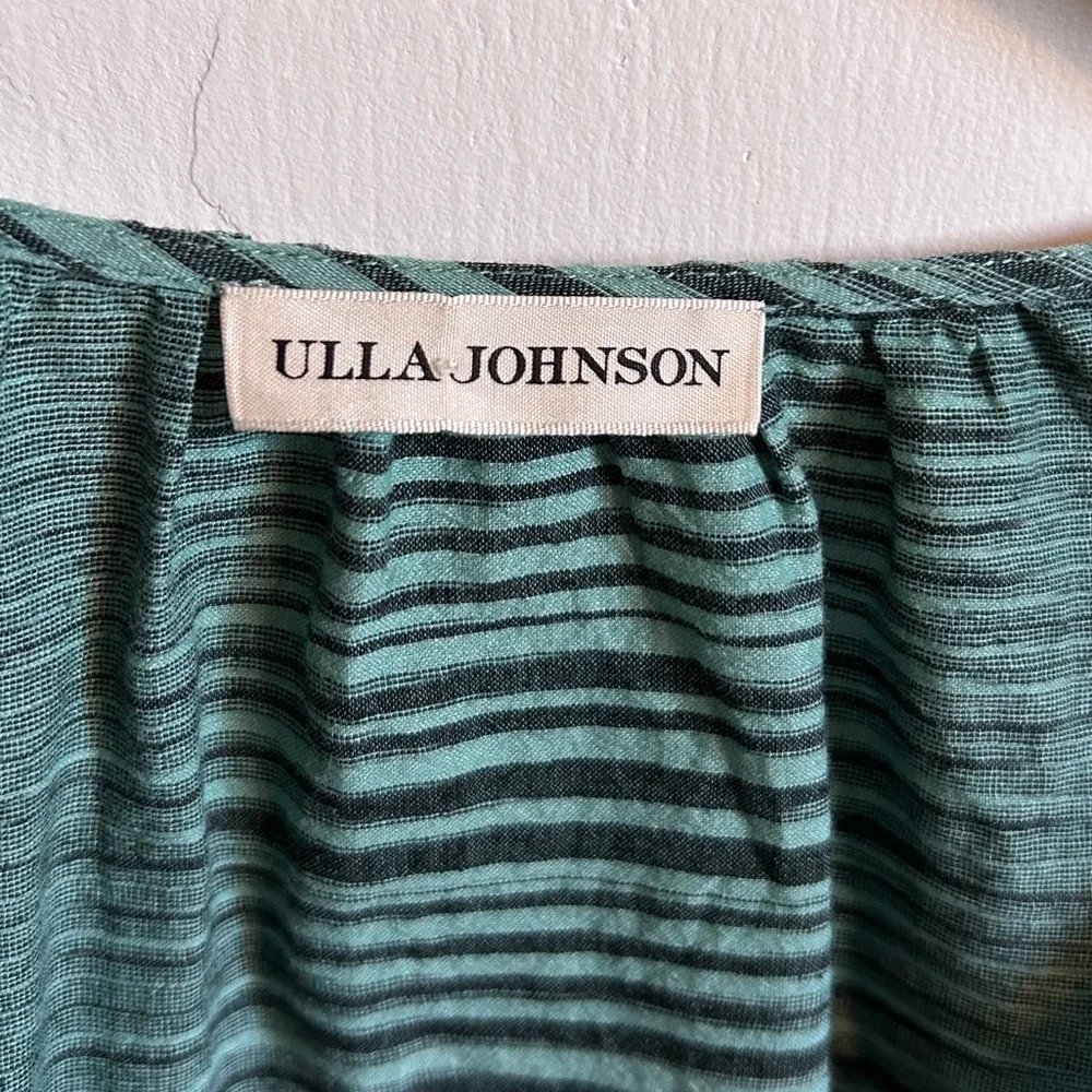 ULLA JOHNSON Ophelia Gathered Striped Cotton-Voile Peplum Blouse